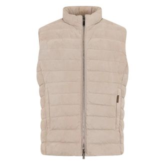 Moorer Vests, male, Beige, Size: XL Padded Gilet with Zip and Collar