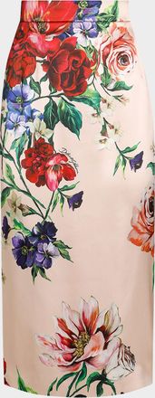 Dolce & Gabbana Rasovi Bouquet Satin Midi Skirt