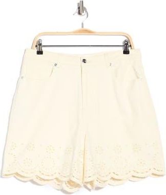 Vigoss Eyelet Scalloped Hem High Waist Shorts in Ecru at Nordstrom Rack, Size 30