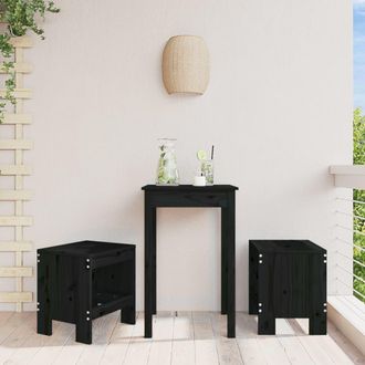 vidaXL Vidaxl - Taburetes De Jard&iacute;n 2 Uds Madera Maciza Pino Negro 40x36x45 Cm