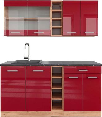 Vicco Cocina Vers&aacute;til R-line, Burdeos Brillo Intenso/roble Dorado, 160 Cm, Et Antracita