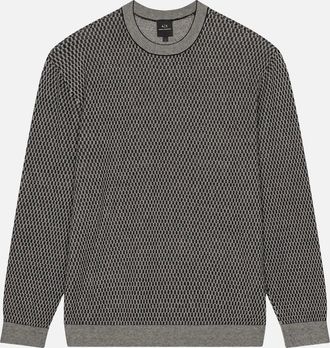 A|X Armani Exchange Mens Navy/Brown Pattern Knitwear Jumper - Grey - Size: 44