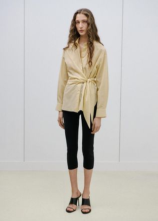 Mango Camicia righe nodo giallo pastello - Donna - XS - MANGO