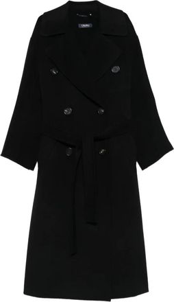 Max Mara Cappotto doppiopetto con cintura - Nero