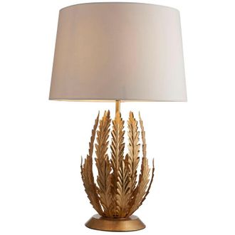 Endon Lighting Delphine Decorative Gold Layered Leaf Table Lamp with Ivory Fabric Shades