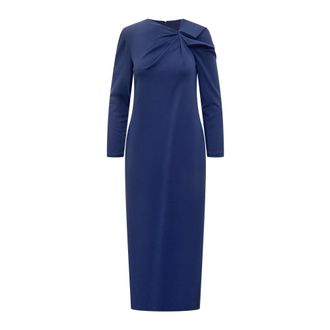 Emporio Armani Long dress with gathering detail in stretch Milano stitch - female - Emporio Armani - Midi Dresses - Blue - XS - Dresses
