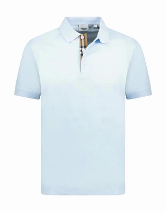 Burberry Mens Burberry Check Logo Polo Pale Blue - Size: 40