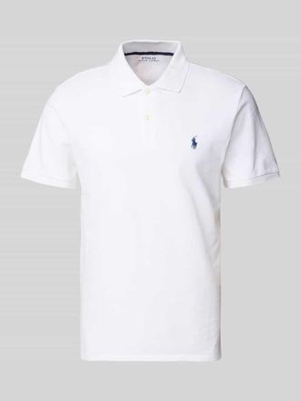 Polo Ralph Lauren Tailored Fit Poloshirt mit Logo-Stitching in Weiss, Gr&ouml;&szlig;e M