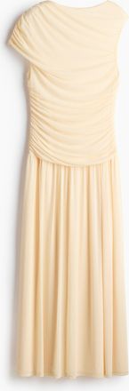 H&M Drapiertes Meshkleid - Blassgelb