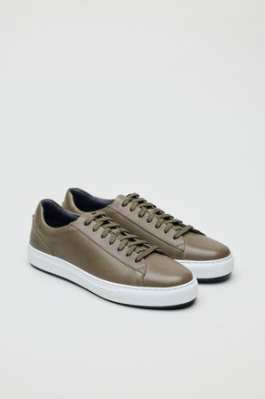 Ben Sherman Ace Cupsole Leather Mens Olive Trainers - Green - Size UK 11