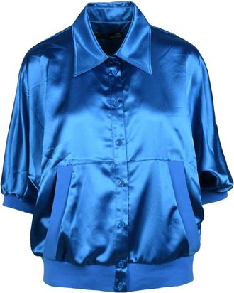 Love Moschino Stijlvolle Blouse van Polyestermix - Dames - Overhemden - Blauw - S - Polyester - Overhemden