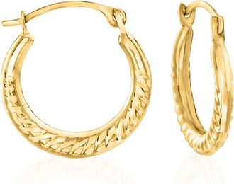 Ross-Simons 14kt Yellow Gold Small Roped Hoop Earrings
