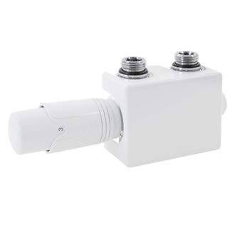 ECD Germany Luxebath - Juego De Grifer&iacute;a Multibloque Blanco Incluye Cabezal Termost&aacute;tico Para Radiadores De Ba&ntilde;o Con Conexi&oacute;n Central Universal Cabezado Termostat