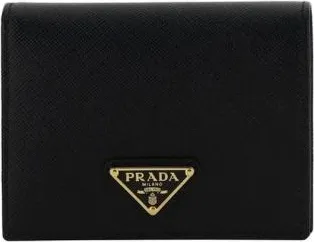 Prada Triangle Logo Wallet with Multiple Compartments - female - Prada - Wallets & Cardholders - Black - ONE SIZE - Accessories