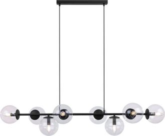 OEM L&aacute;mpara Colgante Siena Negra 8 L&aacute;mpara Plana Transparente E14