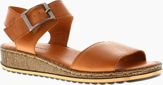 Hush Puppies Womens Hush Puppies Womens Sandals Ellie Wide Fit Leather Buckle tan UK Size - Brown - Size: 5