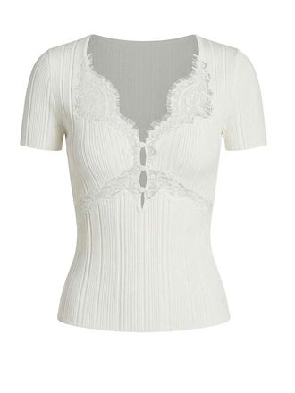 Self Portrait Lace trim knit top