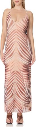 AFRM Romy Print Mesh Slipdress in Kissing Palms at Nordstrom, Size X-Small