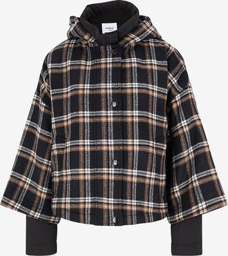 Akris Kurzer Mantel aus Karierter Flanell