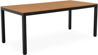 Koketto Home Mesa de exterior tapa polimadera natural y patas aluminio negro