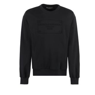 Dolce & Gabbana Sweatshirts, male, Black, S, Logo detail cotton sweatshirt