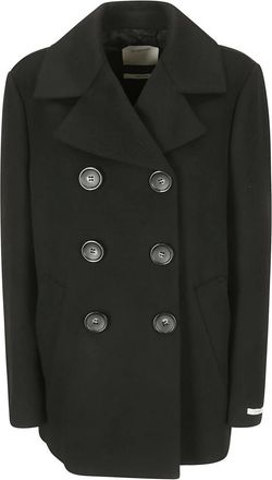 Sportmax Sportmax, Double-Breasted Coats, female, Black, Size: XS Livorno Coat for Stylish Winter Look