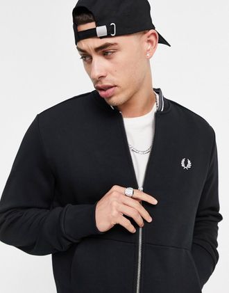 Fred Perry Bomber con zip e colletto con bordo a contrasto nero