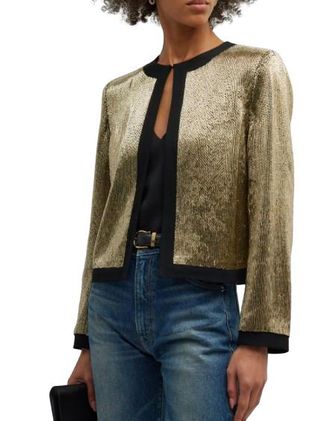 Nili Lotan Gold Sequin Short Jacket Size M