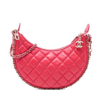 Chanel Pre-owned Quilted Lambskin Crossbody Bag - Dames - Pre-owned - Roze - Maat: ONE Size Leer