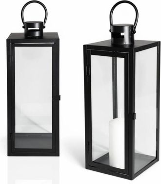 OEM Farol De Terraza Para Sal&oacute;n O Balc&oacute;n, Color Negro, 63 Cm, Decorativo, Grande