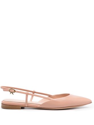 Gianvito Rossi Ribbon Sling 05 flats - women - Calf Leather/Calf Leather/Calf Leather - 34.5 - Neutrals