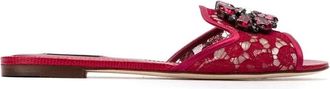 Dolce & Gabbana Rode Sandalen met Kristalversieringen - Dames - Sandalen - Rood - 35 EU - Schoenen