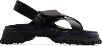 Burberry crossover-straps leather sandals - men - Polyamide/Thermoplastic Polyurethane (TPU)/Calf Leather/Brass/Polyethylene vinyl acetate (PEVA)