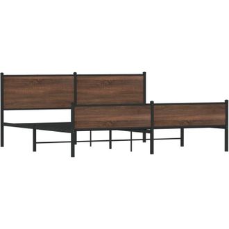 vidaXL Vidaxl - Estructura De Cama Sin Colch&oacute;n Metal Roble Marr&oacute;n 193x203 Cm