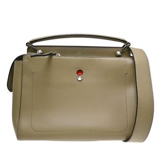 Fendi Dotcom Convertible Satchel Leather Beige Leather Handbag (Pre-Owned)