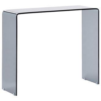 Beliani Consola Minimalista De Vidrio Templado Transparente 90 X 30 Cm Negro Kendall