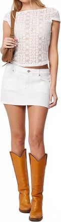 Abrand Western 99 Low Rise Denim Mini Skirt In White