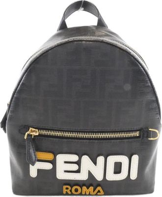 Fendi Baby Pink Black Coated Canvas Backpack (Pre-Owned)