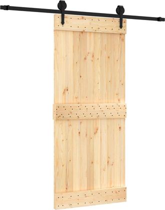 vidaXL Puerta Corredera Natural Y Negro 90 X 210 Cm Vidaxl