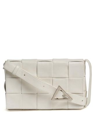 Bottega Veneta Cassette Mini Intrecciato-leather Cross-body Bag - Womens - White
