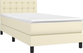 vidaXL Cama Box Spring Con Colch&oacute;n Cuero Sint&eacute;tico Crema 90x190 Cm Vidaxl