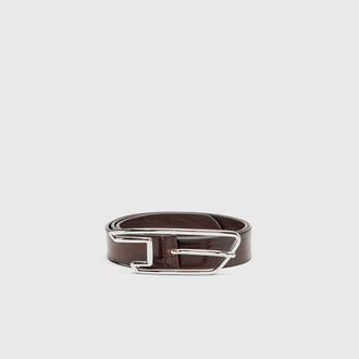 Diesel 3cm waxed-leather belt with D buckle - Belts - Unisex - Brown