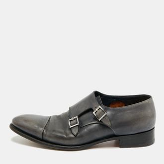 Santoni Size 45 Two Tone Leather Double Flap
