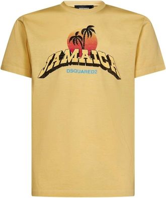 Dsquared2 Mens Crewneck Cotton Jersey T-Shirt In Yellow