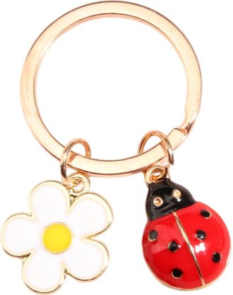 Generic Cute Animal Keychain Colorful Flower Ladybird Key Ring Lady Beetle Enamel Key Chains For Women Men DIY Handmade Jewelry Gifts Daily wear