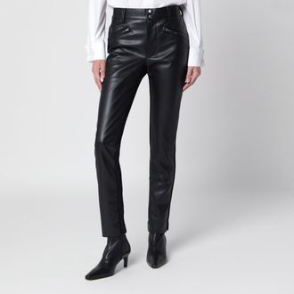 sacai Black slim trousers in faux leather