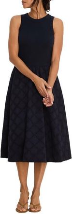 Nic+Zoe Sofia Diamond Eyelet Midi Dress in Dark Indigo at Nordstrom, Size Xx-Large