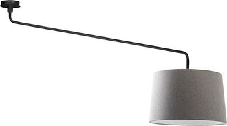 Rossini Illuminazione Vivien Plafoniera Da Soffitto Nera Con Paralume Conico Grigio E27 Ip20 48cm - Design Moderno In Metallo E Tessuto Per Interni - Rossini Group