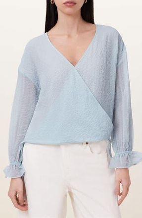 AllSaints Penny Textured Top in Plein Air Blue at Nordstrom Rack, Size 10 Us / 14 Uk