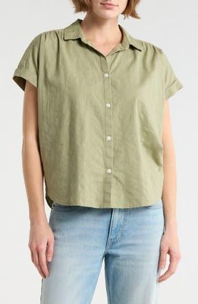 Beach Lunch Lounge Short Sleeve Button Down Shirt in Green Olive at Nordstrom Rack, Size X-Small